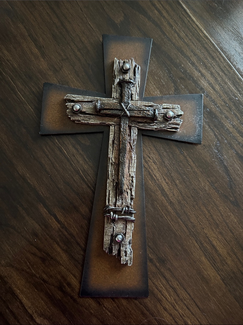 Rustic Cross Wall Decor - Brown & Black